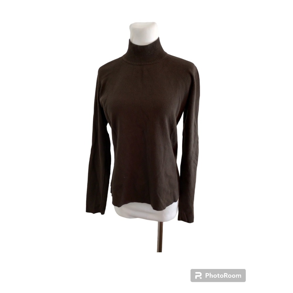 david brooks sweater Size M  Brown Micro Cable Design Turtle Mock Neck Women's